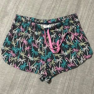 SECRET TREASURES | Women’s Palm Tree Lounge Shorts with Pink Drawstrings Size S
